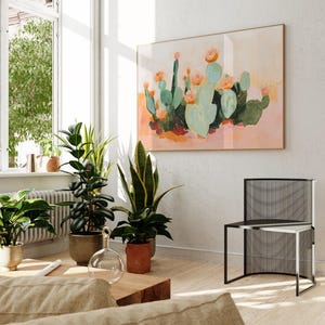 Woestijncactus cowgirl kunst aan de muur, cowgirl slaapzaal decor, funky disco muur print digitale download poster barwagen preppy roze kamer decor esthetiek
