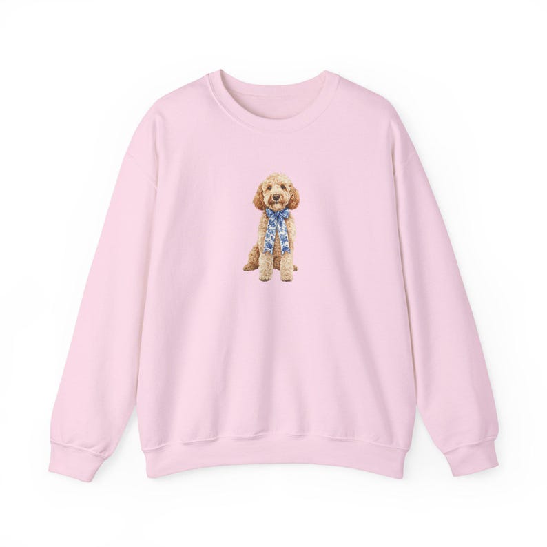 Preppy Chinoiserie Goldendoodle Crewneck Sweatshirt, Preppy Grand Millennial Goldendoodle Gift, Goldendoodle Lover Gift image 4