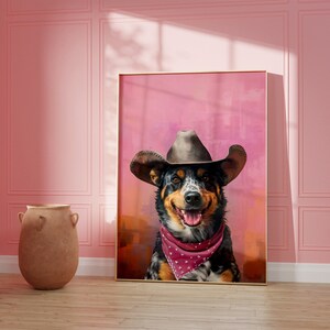 Dog Cowgirl Hat Print: Vintage Western Wall Art (Digital Download)