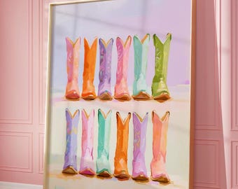 Cowgirl Boots Art Print, Western Room Decor (Digital Download)