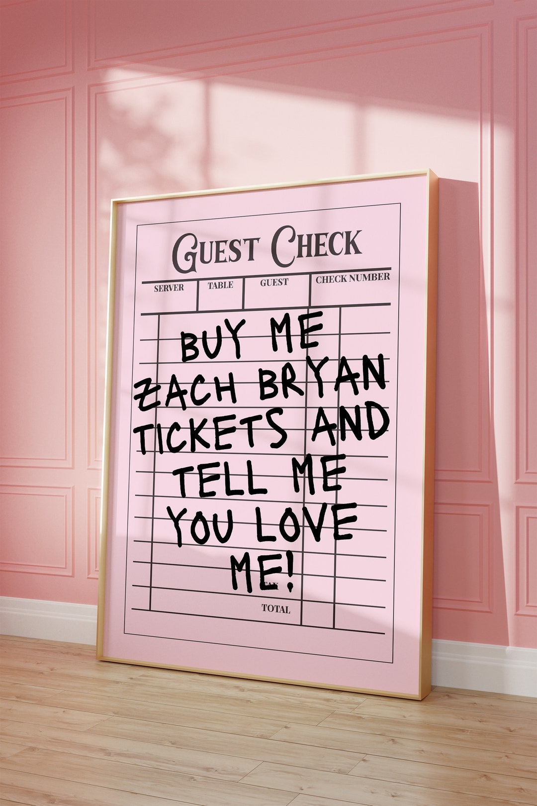 Trendy Guest Check Wall Art Printable, Zach Bryan Tickets Art, Coastal