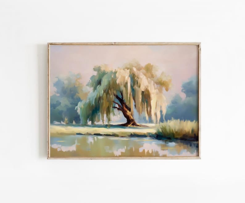 Vintage Willow Tree Painting Print, Southern Nursery Art (digital ...