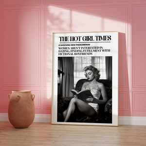 Arte de pared retro de lectura vintage, arte de pared de periódico, póster de periódico, arte de pared para amantes de los libros, carrito de bar vintage, arte imprimible para decoración de dormitorio