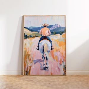 ヴィンテージペイントカウボーイウォールアート ウエスタンペインティングウォールアート、新聞ポスター、ブロンコライダーアートヴィンテージバーカート、寮の装飾プリントウォールアート
