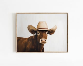 Cowboy Hat Cow Print: Funky Western Wall Art (Digital Download)