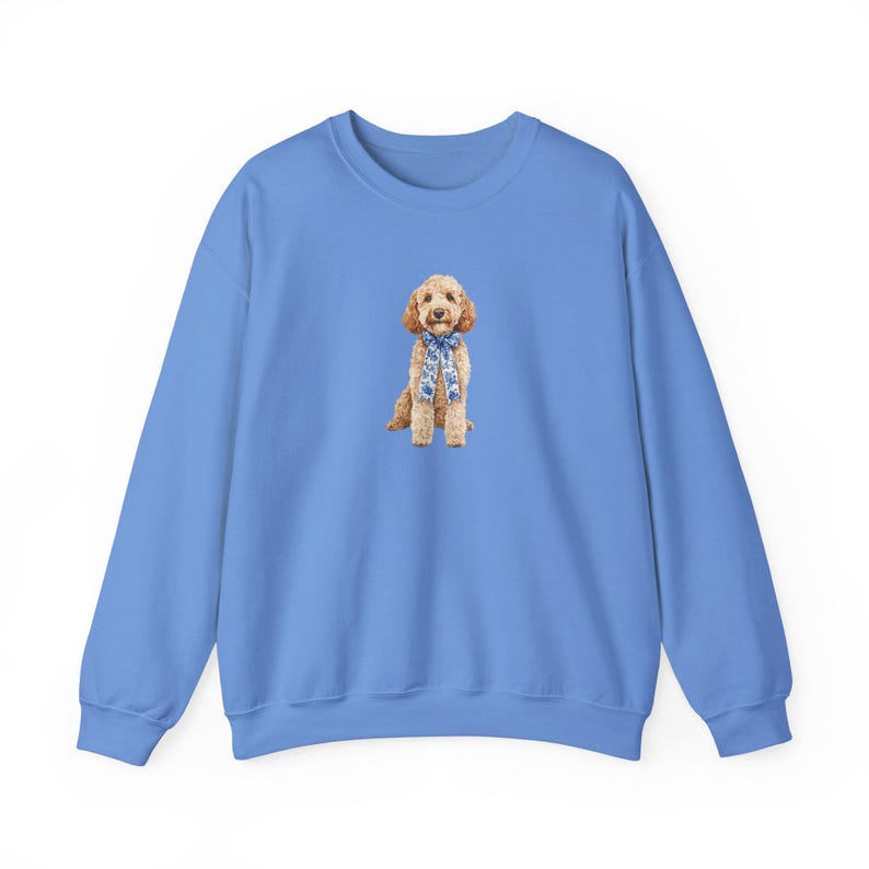 Preppy Chinoiserie Goldendoodle Crewneck Sweatshirt, Preppy Grand Millennial Goldendoodle Gift, Goldendoodle Lover Gift image 8