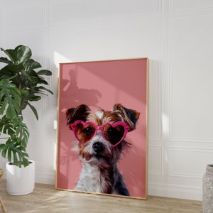 Printable Pink Jack Russell Print, Funky Poster, Preppy Art, Jack Russell Dog, Cute Pink Decor, Dog Print, Kids Room, Jack Russell Dog Print