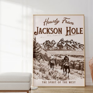 Poster da parete vintage Wyoming Travel Travel Art, poster Jackson Hole, Western Wall Art, decorazioni per cartoline, stampabile Wall Art