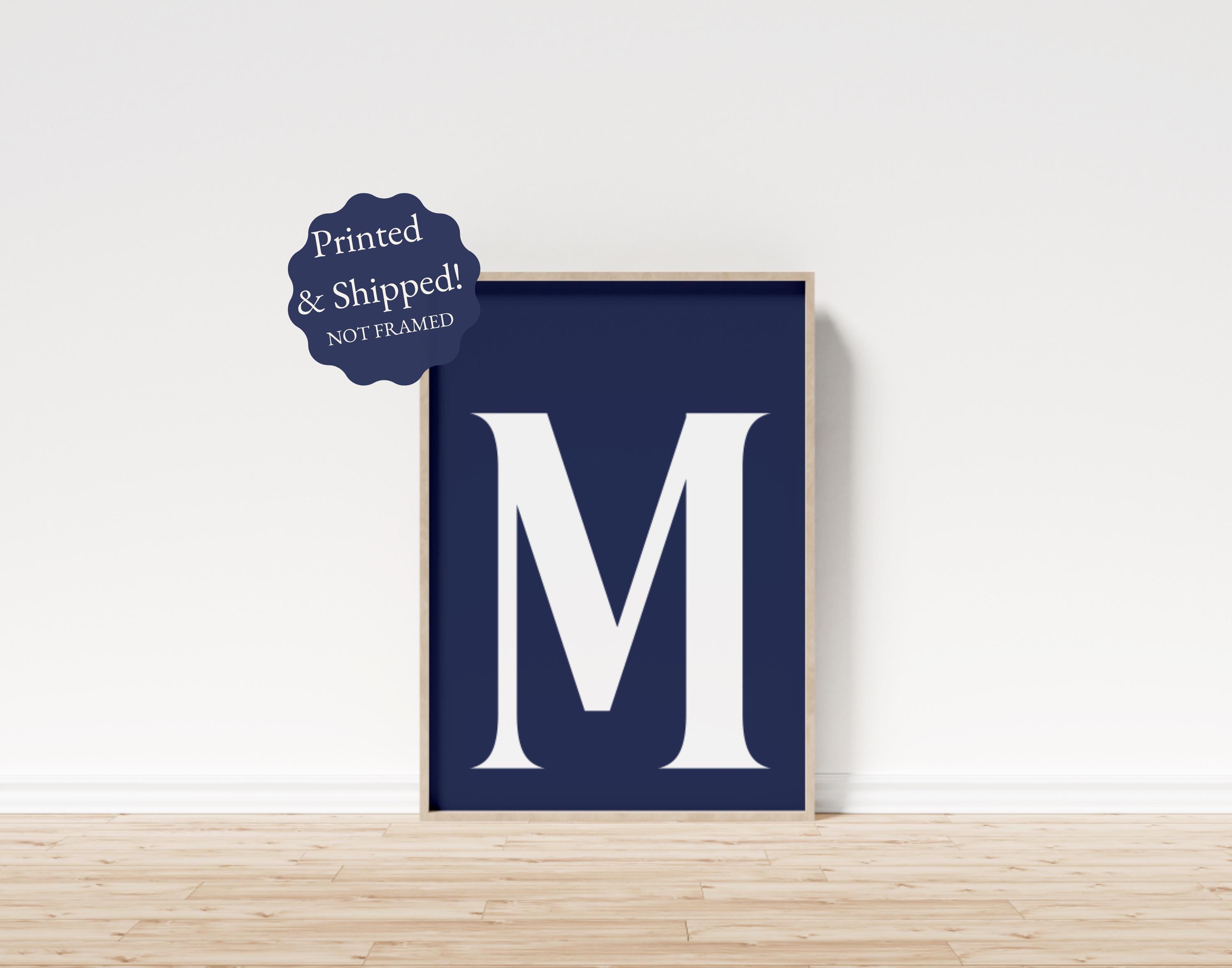 Navy Blue Initial Poster: Custom Dorm Decor (Physical Print)