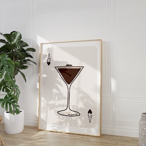 Espresso Martini Wall Art Print Minimalistische Espresso Martini, Dorm Decor, Martini Lover, Retro Cocktail Bar Car Art Print Digitale Download