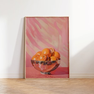 Retro Disco Orange Print: Coquette Girly Wall Art (Digital Download)