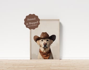 Yellow Labrador Cowgirl Hat Print: Western Dog Art