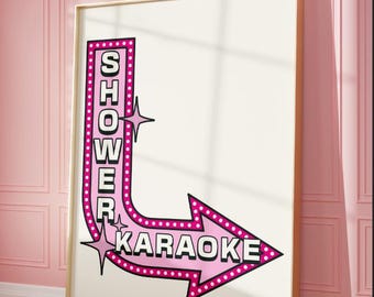 Shower Karaoke Art: Funny Pink Bathroom Printable (Digital Download)