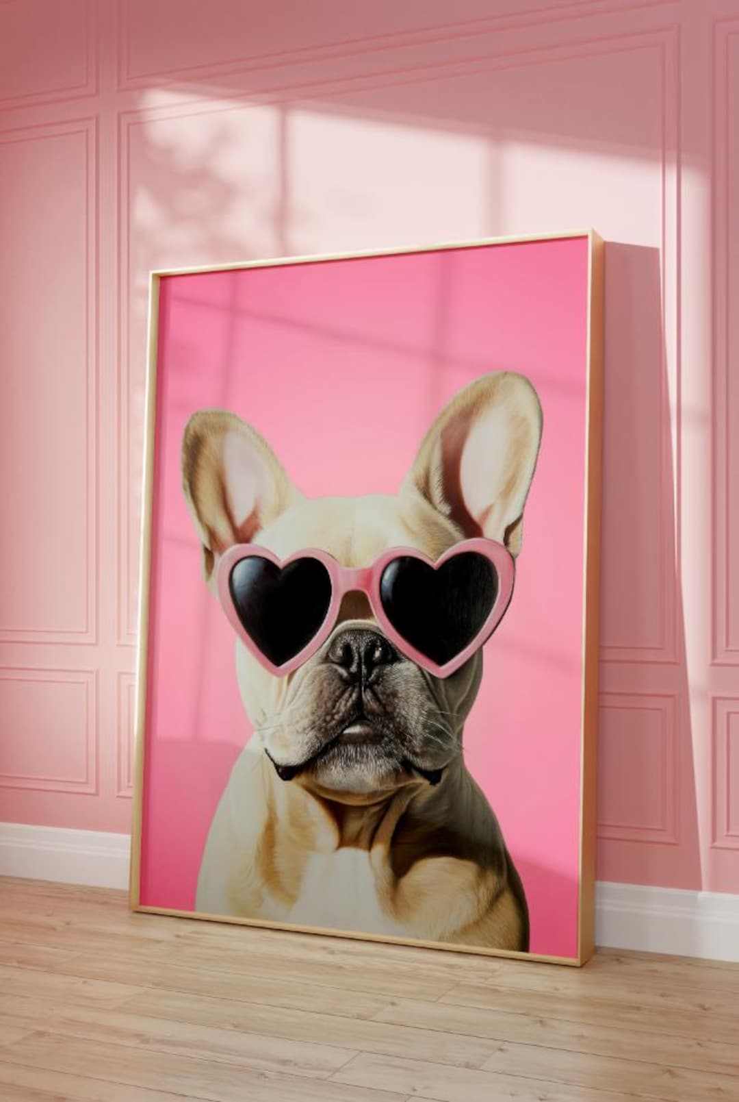 Printable Pink Frenchie Print, Funky Poster, Preppy Art, French Bull ...