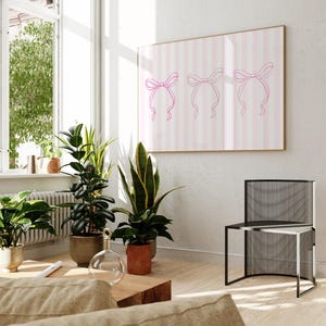 Preppy Pink Bow Wall Art Pink Aesthetic Print Wall Art, Pink Aesthetic Dorm or Apartment Art Vintage Bar Cart, Dorm Retro Printable Wall Art