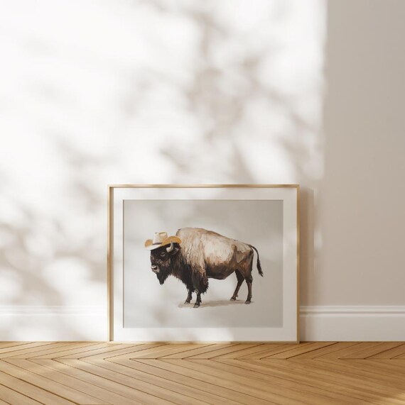 Bison Cowboy Hat Print: Vintage Western Wall Art (digital Download