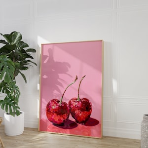 Retro Disco Cherry Print: Pink Coquette Wall Art (Digital Download)