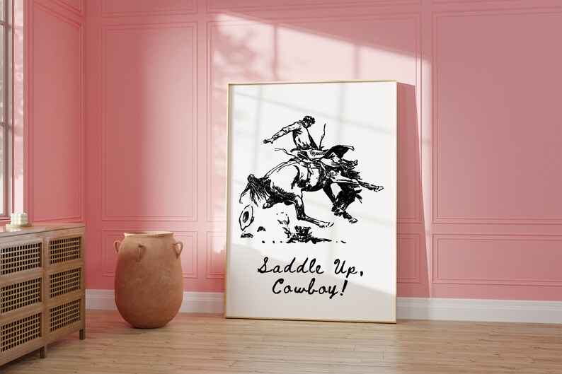 Old Western Cowboy Wall Art Printable, Saddle up Cowboy, Coastal