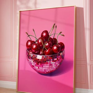 Disco Cherries Print: Retro Coquette Wall Art (Digital Download)