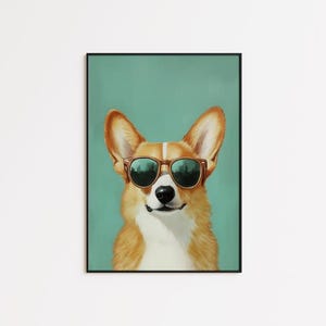 Printable Corgi Print, Funky Poster, Preppy Art, Welsh Corgi Dog, Cute Dog Decor, Dog Print, Kids Room, Corgi Dog Print