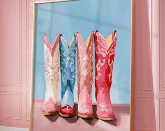 Cowgirl Boots Art Print, Western Room Decor (Digital Download)
