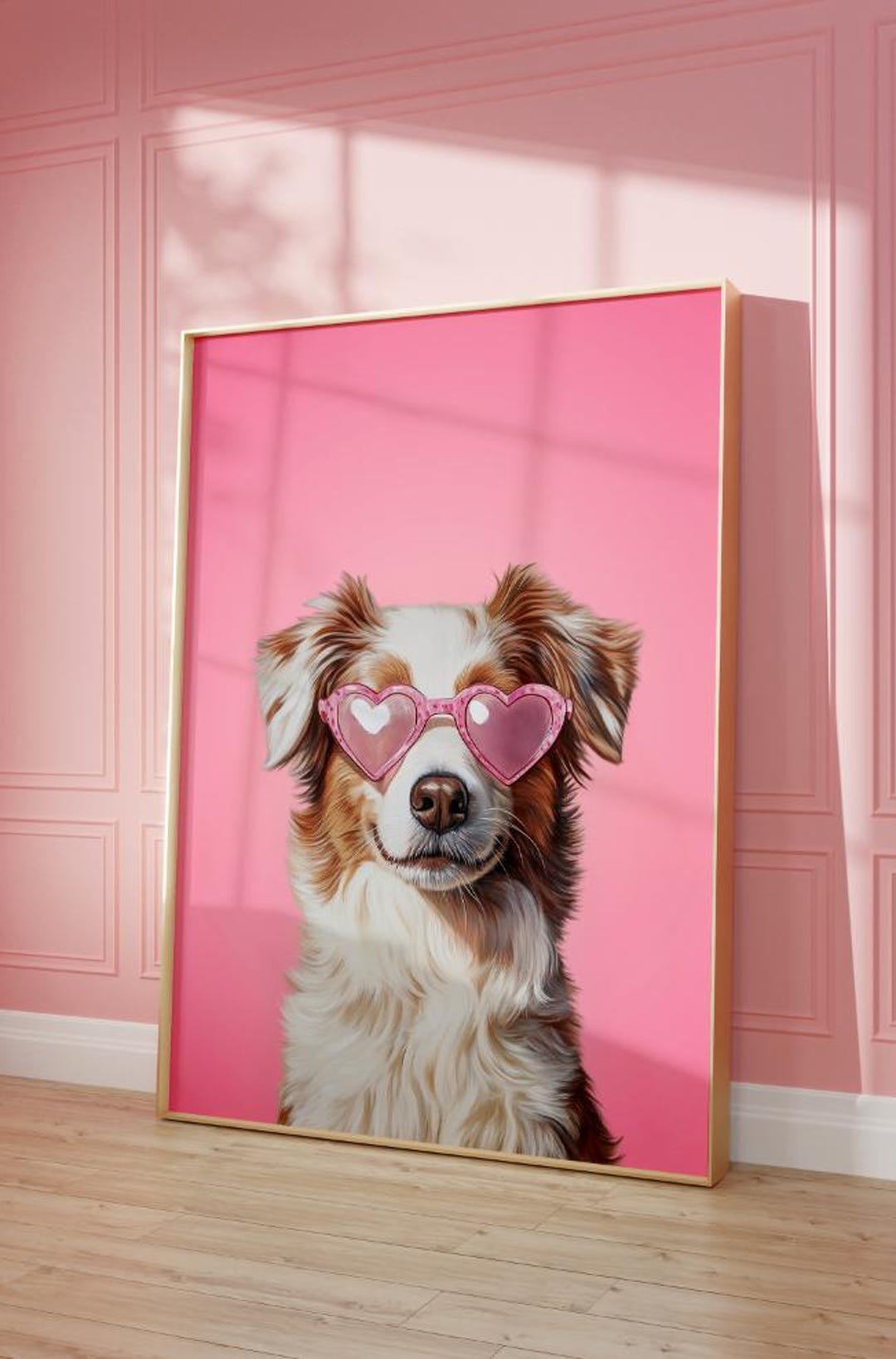 Printable Pink Australian Shepherd Print, Funky Poster, Preppy Art ...