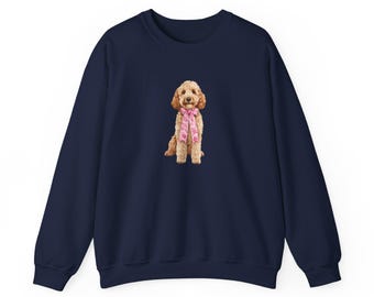 Preppy Chinoiserie Goldendoodle Dog Crewneck Sweatshirt, Preppy Grand Millennial Goldendoodle Dog Gift