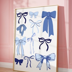 Nastro per capelli con fiocco blu, stile cowgirl costiero, estetica preppy, download digitale francese, trendy, romantico, cottagecore, decorazione per dormitorio.