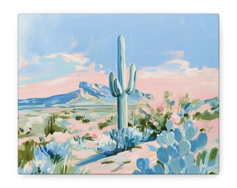 Cactus Desert Landscape Canvas, Matte Printed Canvas Art, Southwestern Decor
