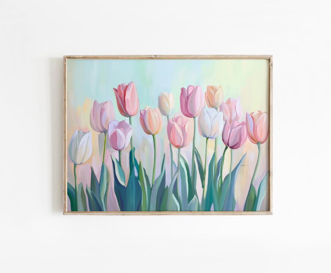 Spring Tulip Print, Floral Painting Print, Vintage Art, Spring Wall Art ...