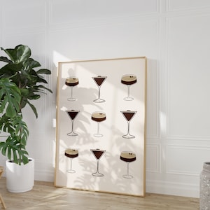 Espresso Martini Wall Art Print Minimalistyczny Espresso Martini, Wystrój akademika, Miłośnik Martini, Retro Cocktail Bar Car Art Print Digital Download