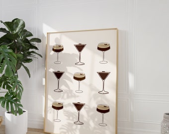 Espresso Martini Poster, Minimalist Cocktail Print (Digital Download)