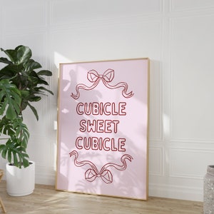 Pink Bow Cubicle Art Print: Coquette Office Decor (Digital Download)