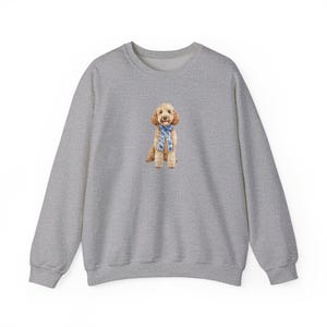 Preppy Chinoiserie Goldendoodle Crewneck Sweatshirt, Preppy Grand Millennial Goldendoodle Gift, Goldendoodle Lover Gift image 5
