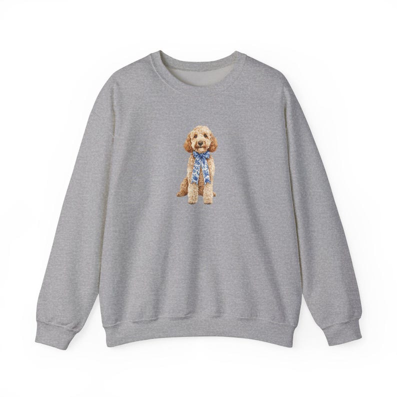 Preppy Chinoiserie Goldendoodle Crewneck Sweatshirt, Preppy Grand Millennial Goldendoodle Gift, Goldendoodle Lover Gift image 5