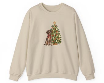 German Shorthair Pointer Dog Christmas Crewneck Sweatshirt, Festive Dog Holiday Sweatshirt
