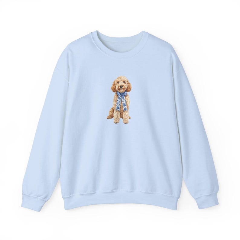 Preppy Chinoiserie Goldendoodle Crewneck Sweatshirt, Preppy Grand Millennial Goldendoodle Gift, Goldendoodle Lover Gift image 3