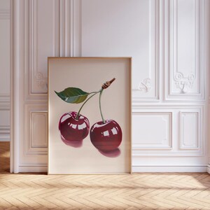 Retro Cherry Kitchen Print: Vintage Fruit Wall Art (Digital Download)