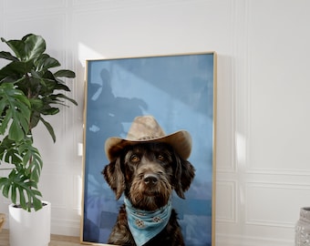 Hund Cowgirl Hut Druck: Vintage Western Kunst (Digitaler Download)