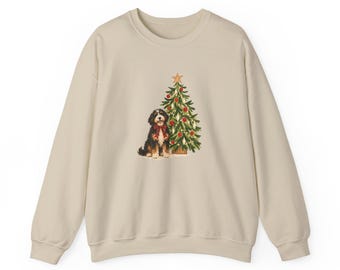 Bernedoodle Christmas Crewneck Sweatshirt, Festive Dog Holiday Shirt