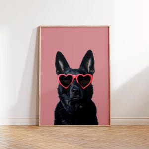 Printable Pink German Shepherd Print, Funky Poster, Preppy Art, Cute Pink Decor, Dog Print, Kids Room, Shepherd Dog Print