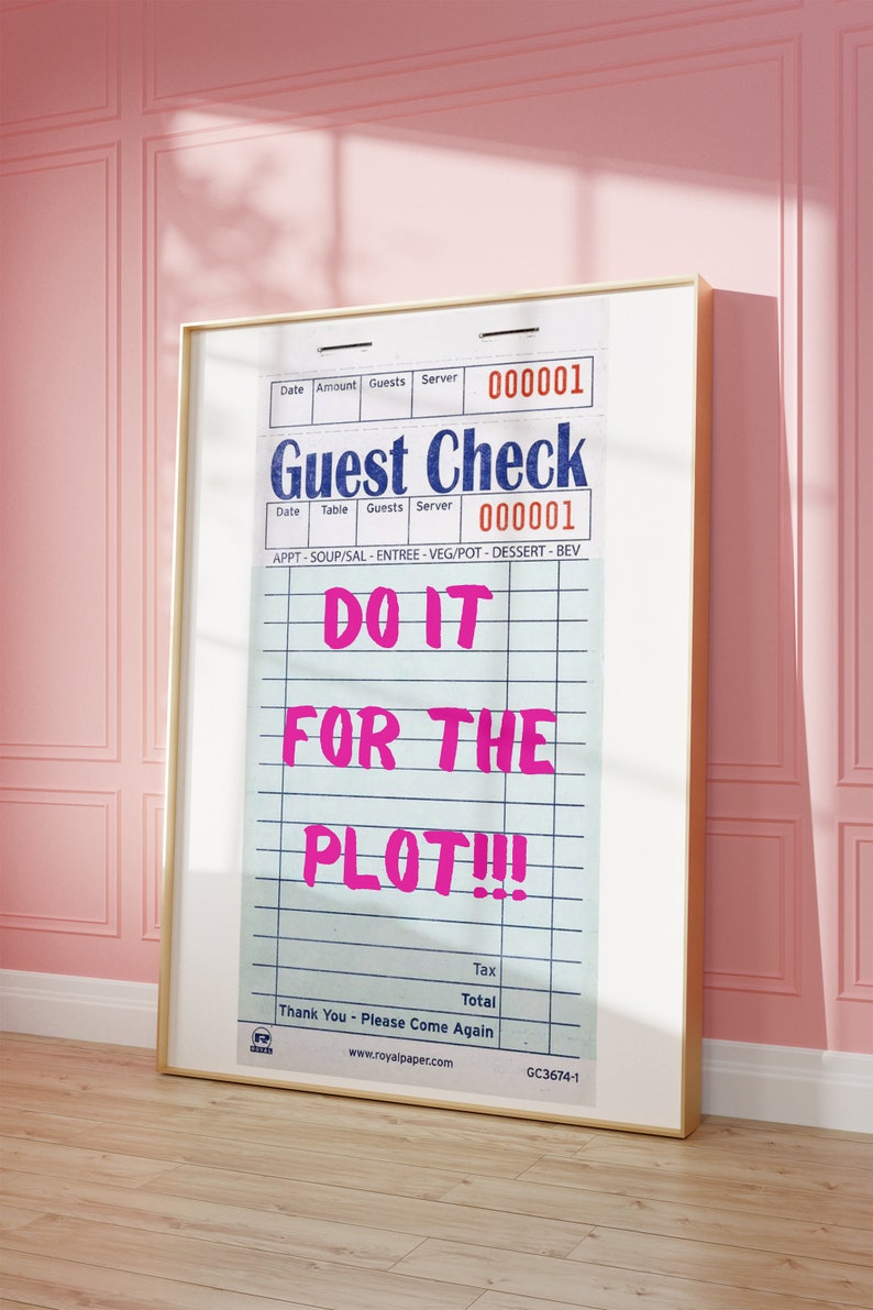 Do It for the Plot Guest Check Print Trendy Wall Art Guest Etsy