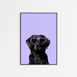 Printable Purple Labrador Print, Funky Poster, Preppy Art,  Black Labrador Dog, Cute Purple Decor, Dog Print, Kids Room, Labrador Dog Print