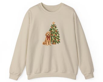 Goldendoodle Christmas Crewneck Sweatshirt, Festive Dog Holiday Gift
