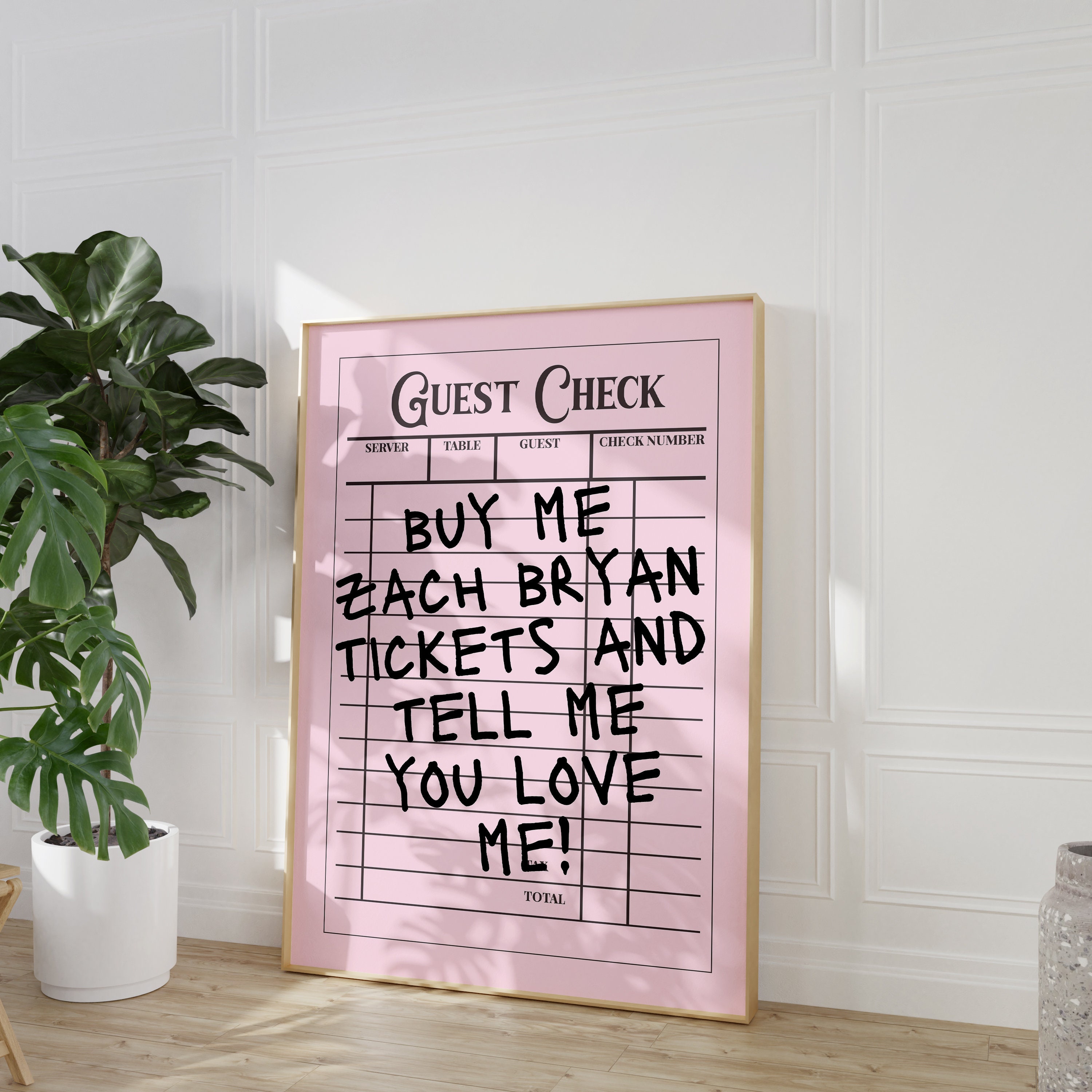 Trendy Guest Check Wall Art Printable, Zach Bryan Tickets Art, Coastal