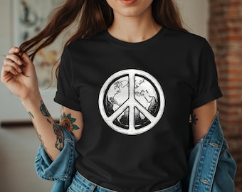 Earth Peace Sign Graphic Tee: Unisex Cotton T-Shirt