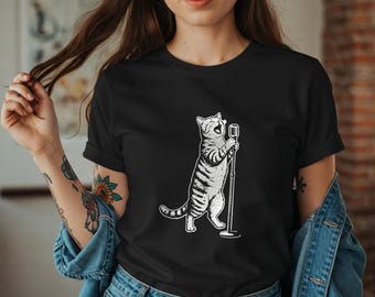 Singing Cat Graphic Tee, Fun Cat Lover Gift