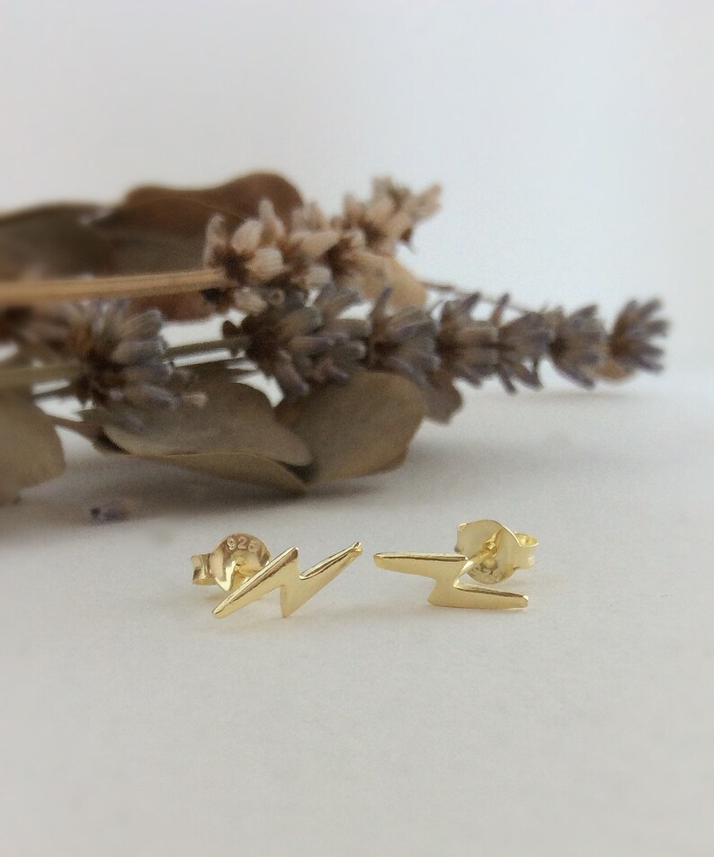 bolt earrings Sterling silver lightning studs Lightning Bolt earrings silver lightning earrings gold lightning bolt earrings