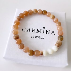 Sunstone bracelet, Sunstone bead bracelet, Mother of Pearl bracelet, yoga  bracelet, healing bracelet