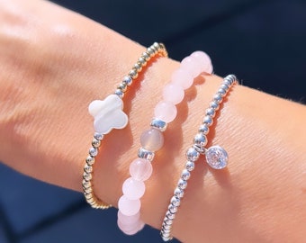 Rose Quartz bracelet, Rose Quartz beaded bracelet, yoga bracelet, healing bracelet